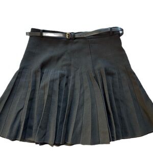 Zara Black Pleated Mini Skirt with Slim Belt